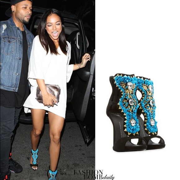 Giuseppe Zanotti Turquoise Suede Embellished heel Giuseppe Zanotti Turquoise Suede Embellished heel